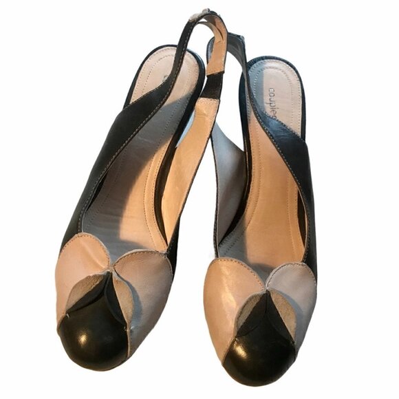 Parisian Chic Slingback Heels Vintage Inspired Leather Pumps Retro Office Chic - Picture 2 of 6